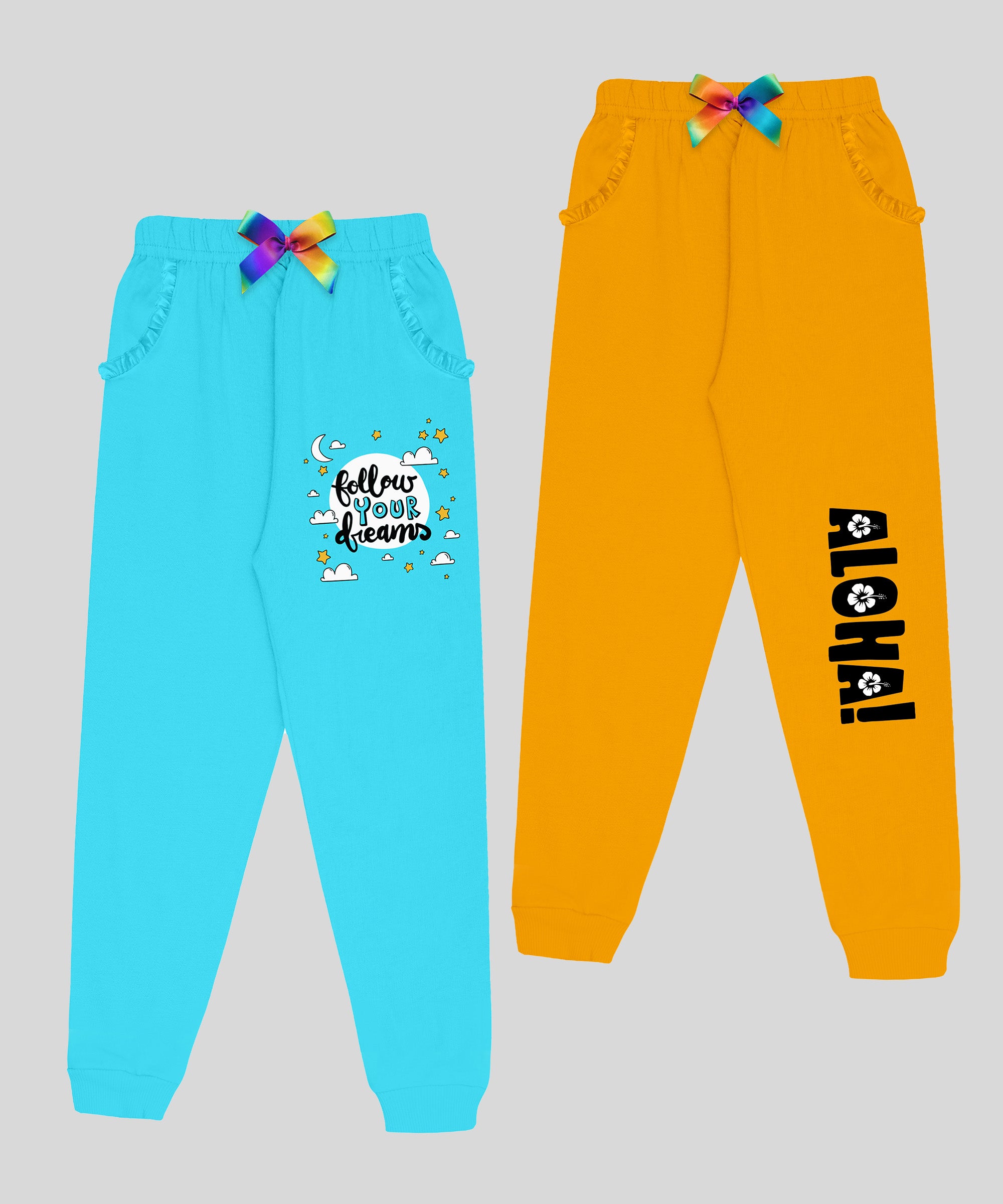 Girls Premium Pant With Stylish Frill Pocket (pack of 2)