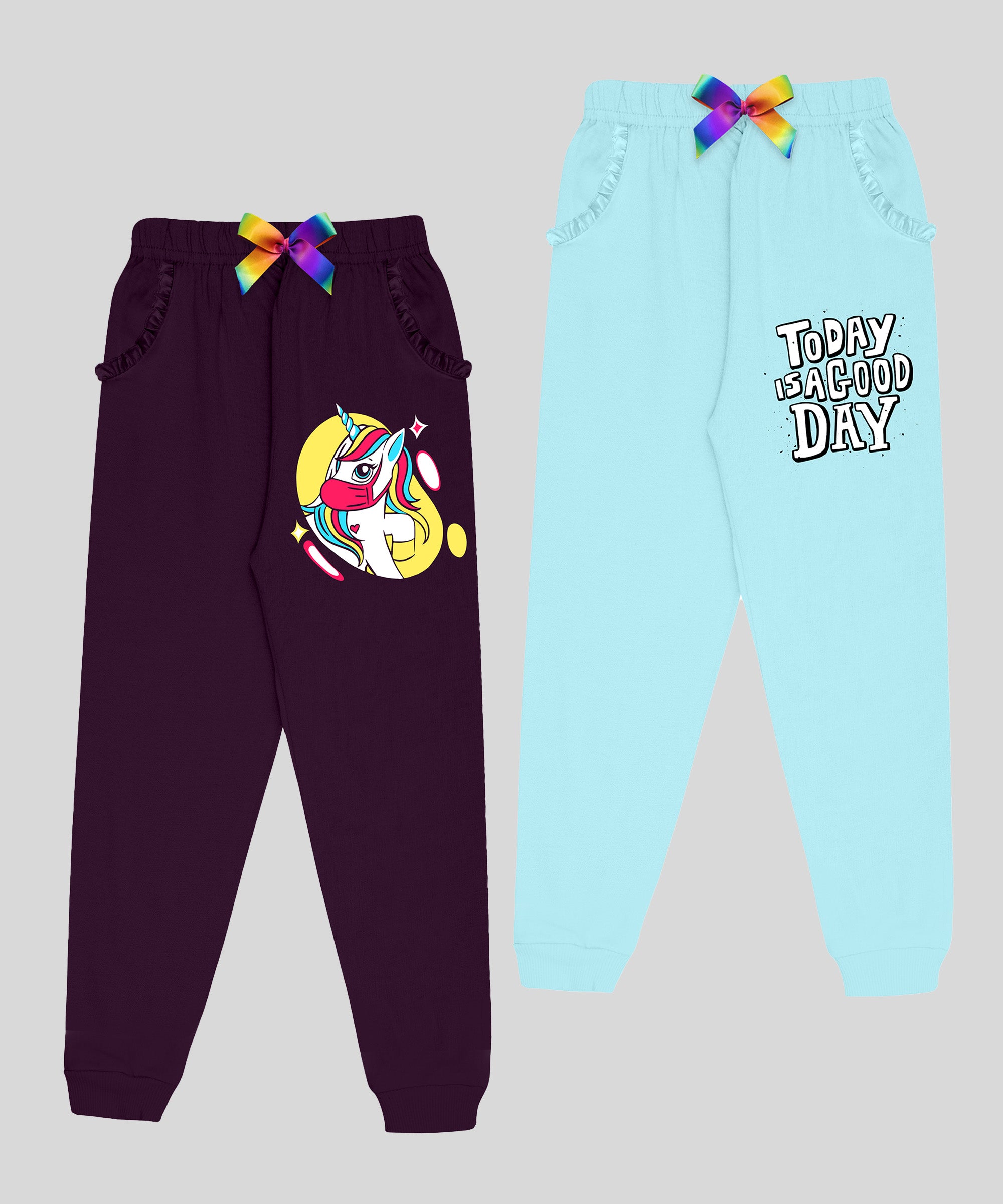 Girls Premium Pant With Stylish Frill Pocket (pack of 2)