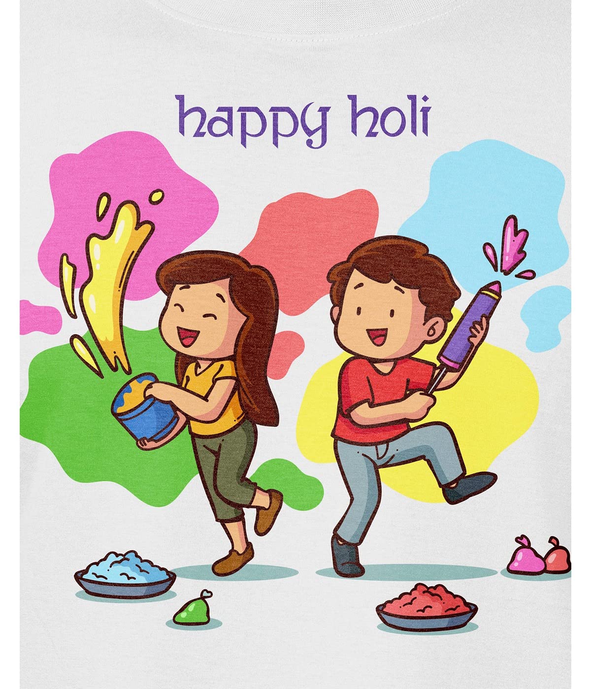 Boys Printed Holi Regular Fit T-Shirt