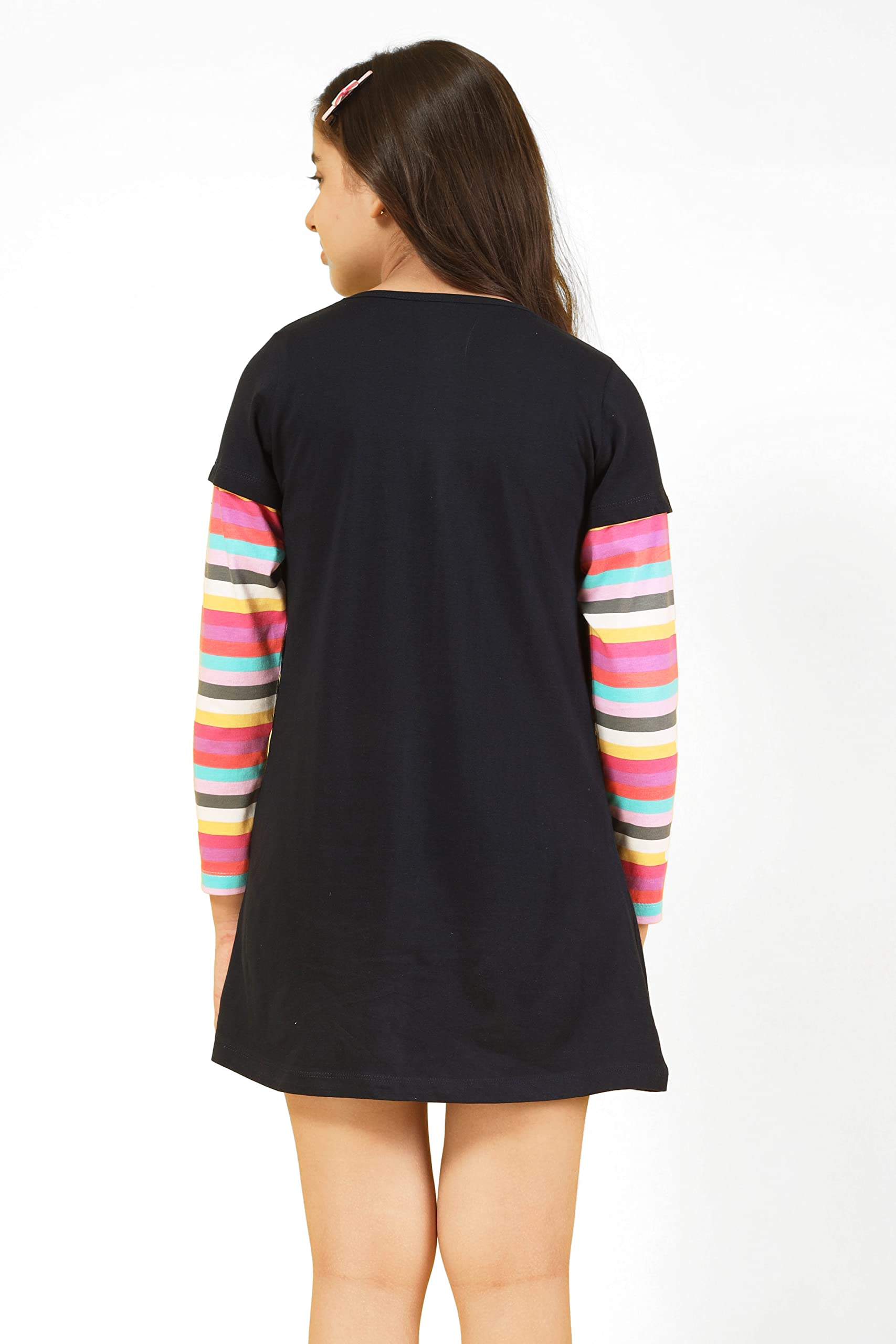 Applique Butterfly Long Top |Black