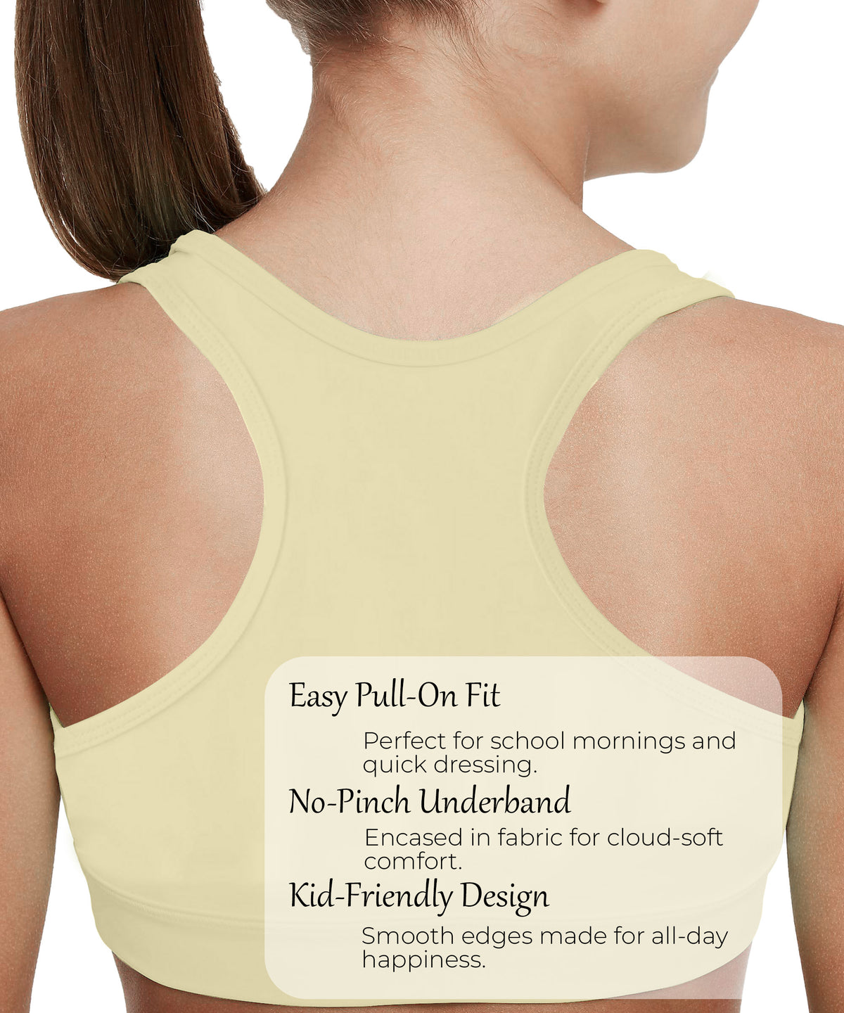 Girls Lycra Cotton Sports Bra for Pre-Teens | Racerback | Pack of 3
