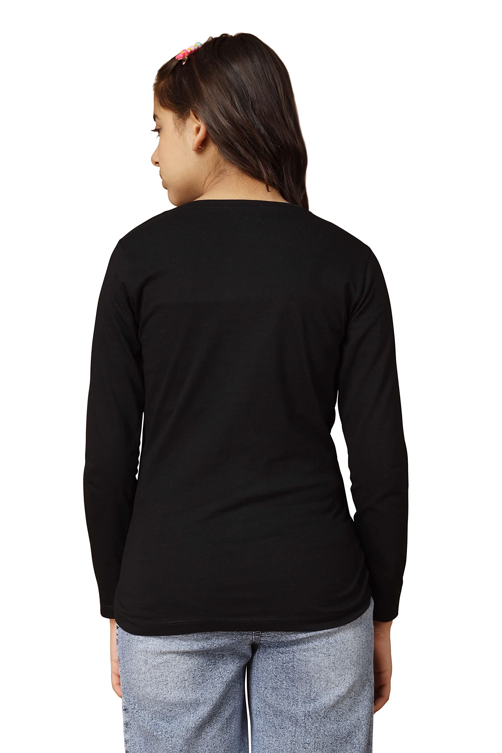 Girls Bio Washed Regular Fit Full Sleeve Cotton T-Shirt