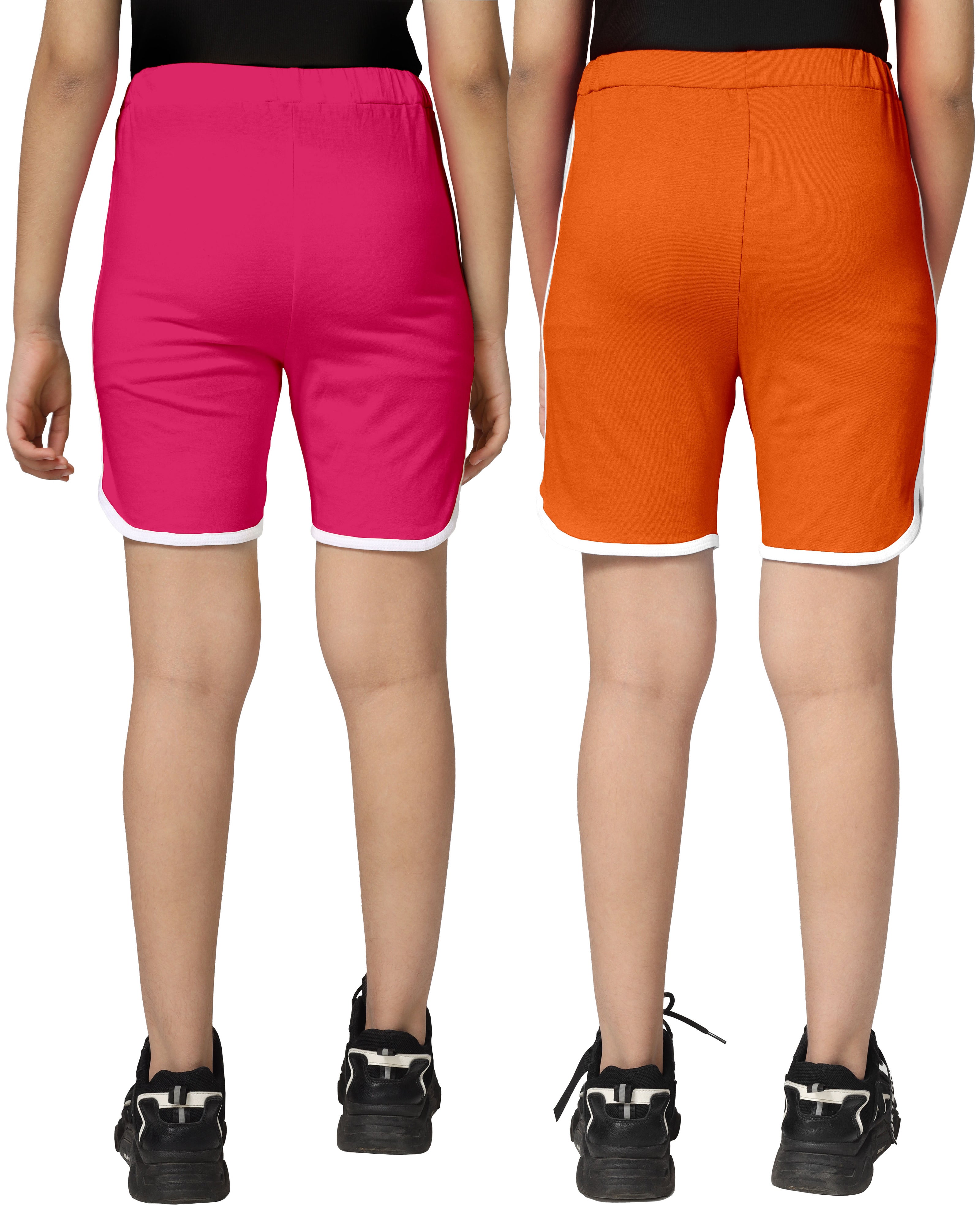 Girls Cotton Attractive Rainbow Shorts C1 (Pack of 2)