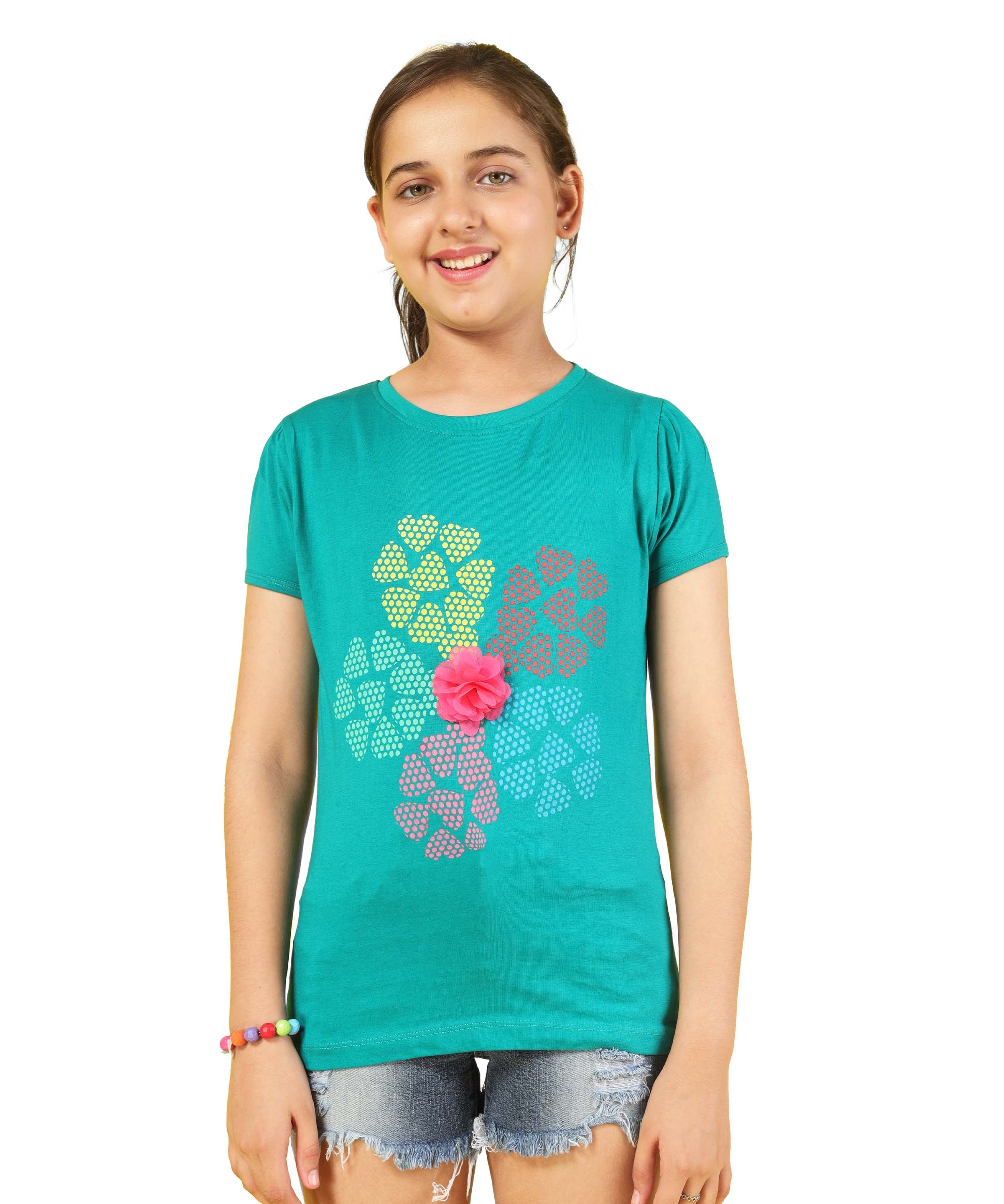 Girls Cotton Full Sleeve Printed Yellow Tops (Pack of 2)