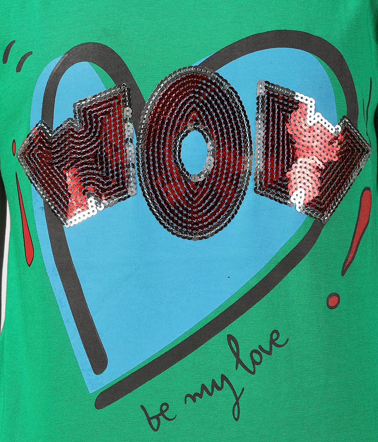 Girls Cotton Half Sleeve Printed Tops- Green