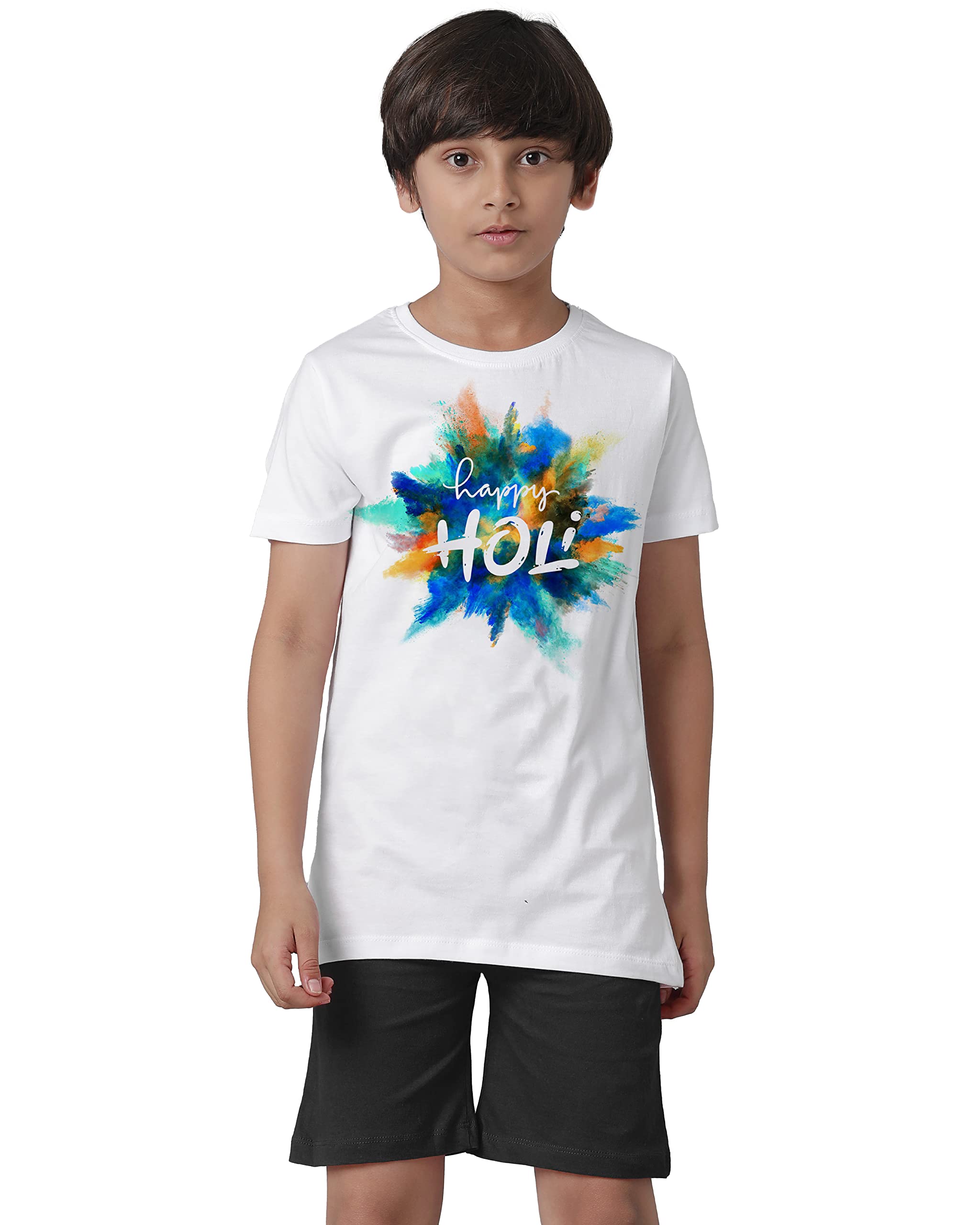 Boys Regular Fit Printed Holi T-Shirt - Multicolor