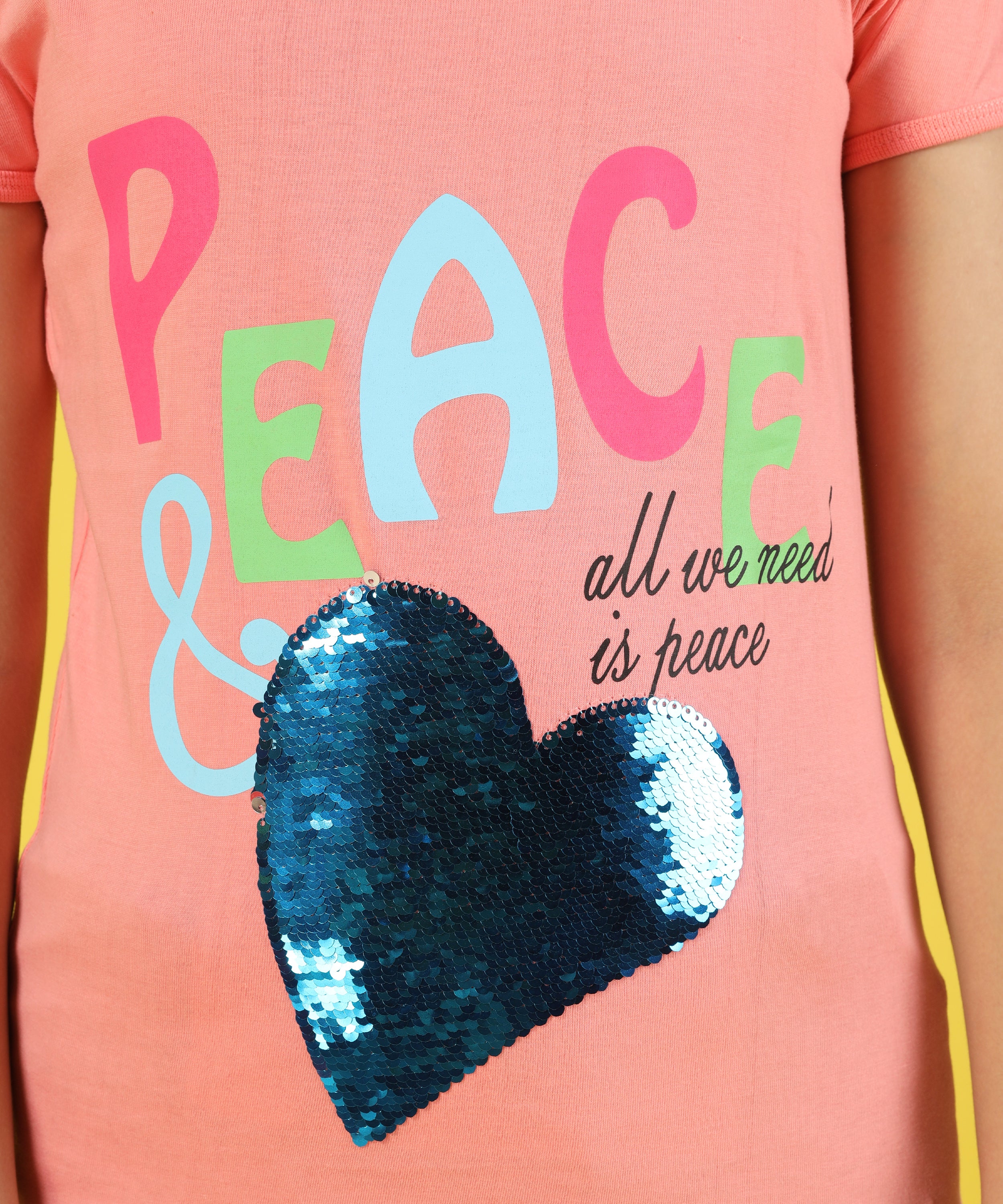 Girls Premium Half Sleeve T-shirt | Peach