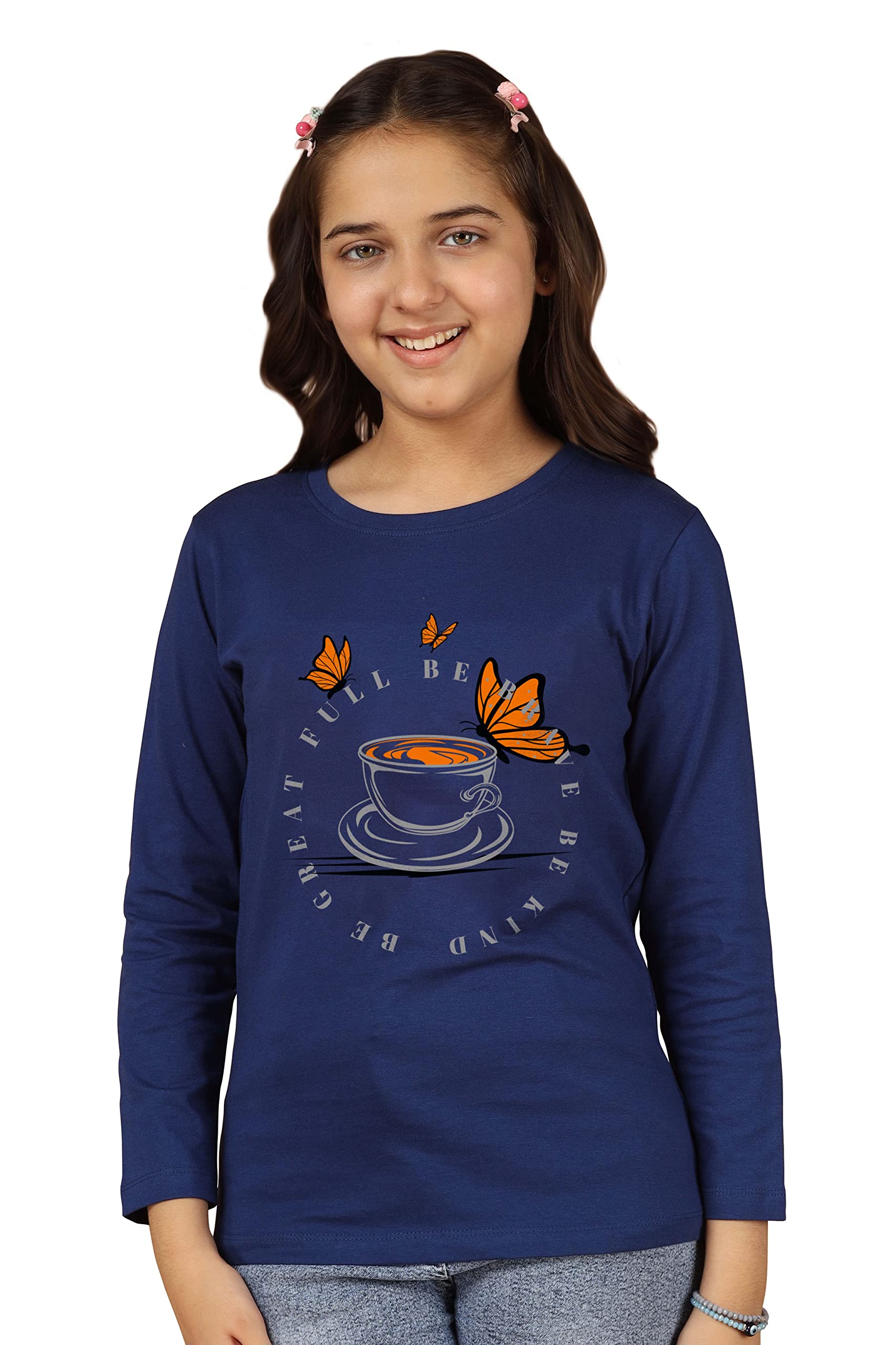 Girls Cotton Full Sleeve Printed T-Shirt (Pack of 3)