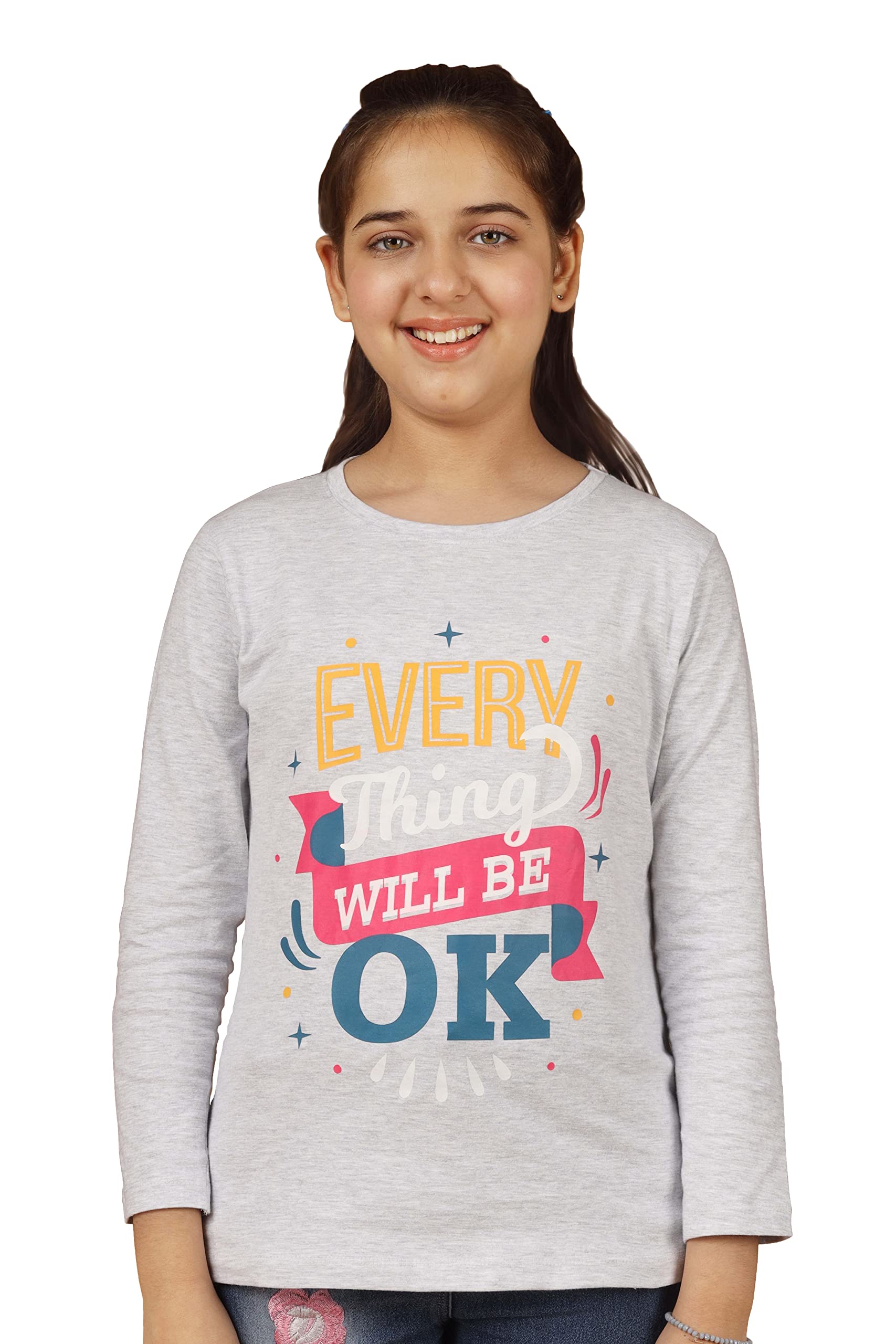 Girls Cotton Full Sleeve Printed T-Shirt (Pack of 3)