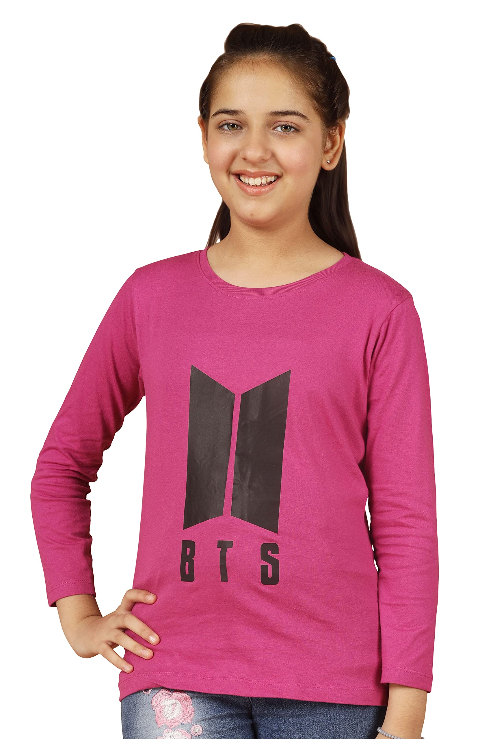 Girls Cotton Full Sleeve Printed T-Shirt (Pack of 3)