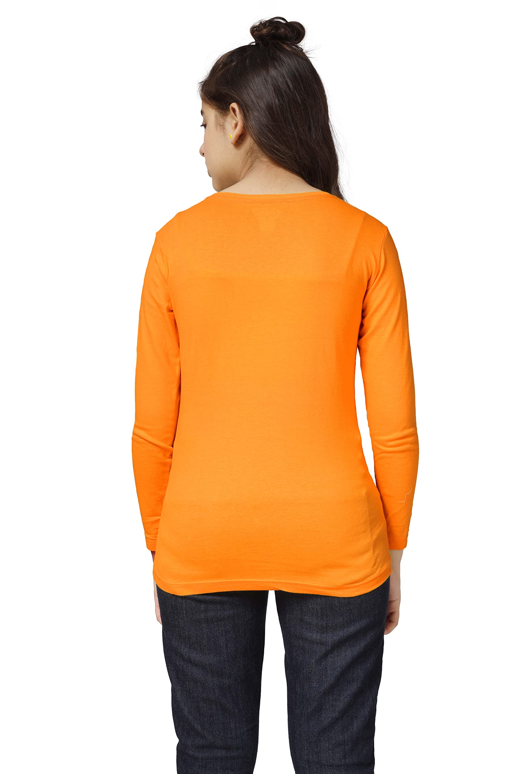 Girls Bio Washed Regular Fit Full Sleeve Cotton T-Shirt