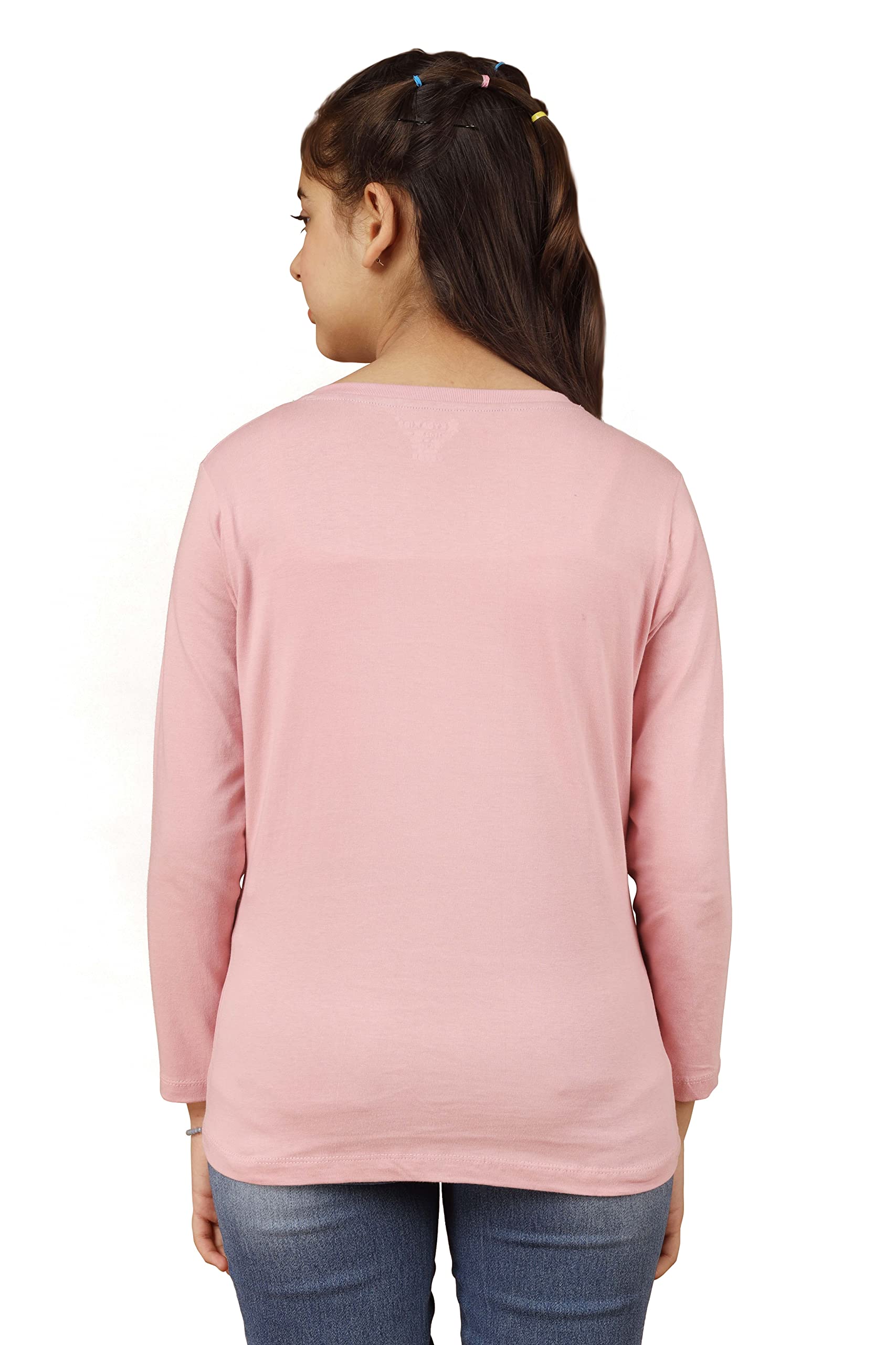 Girls Bio Washed Regular Fit Full Sleeve Cotton T-Shirt