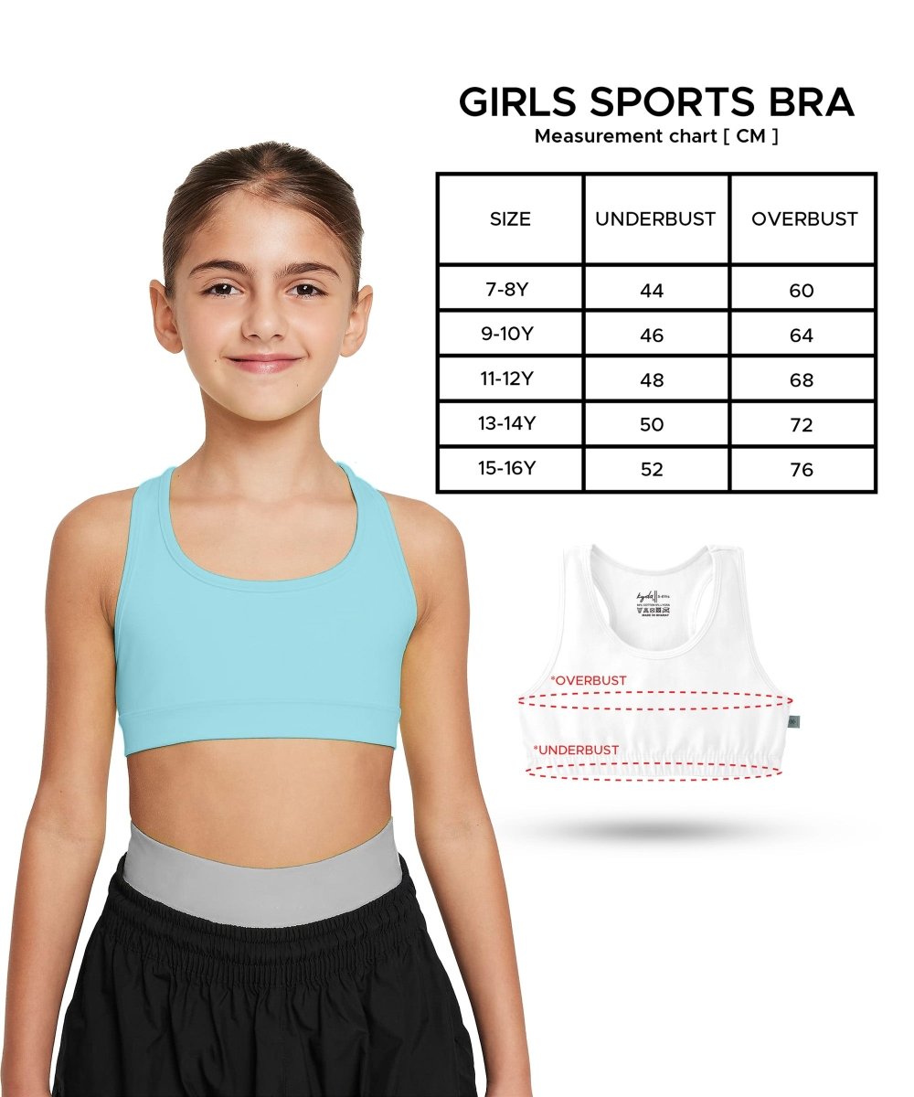 Girls Lycra Cotton Sports Bra for Pre-Teens | Racerback | Full Coverage, No Padding - KYDA ONLINE STORE