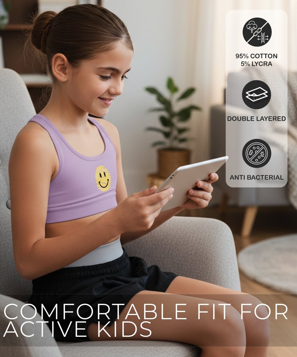 Girls Printed Sports Bra for Pre-Teens | Racerback | Pack of 4 - KYDA ONLINE STORE