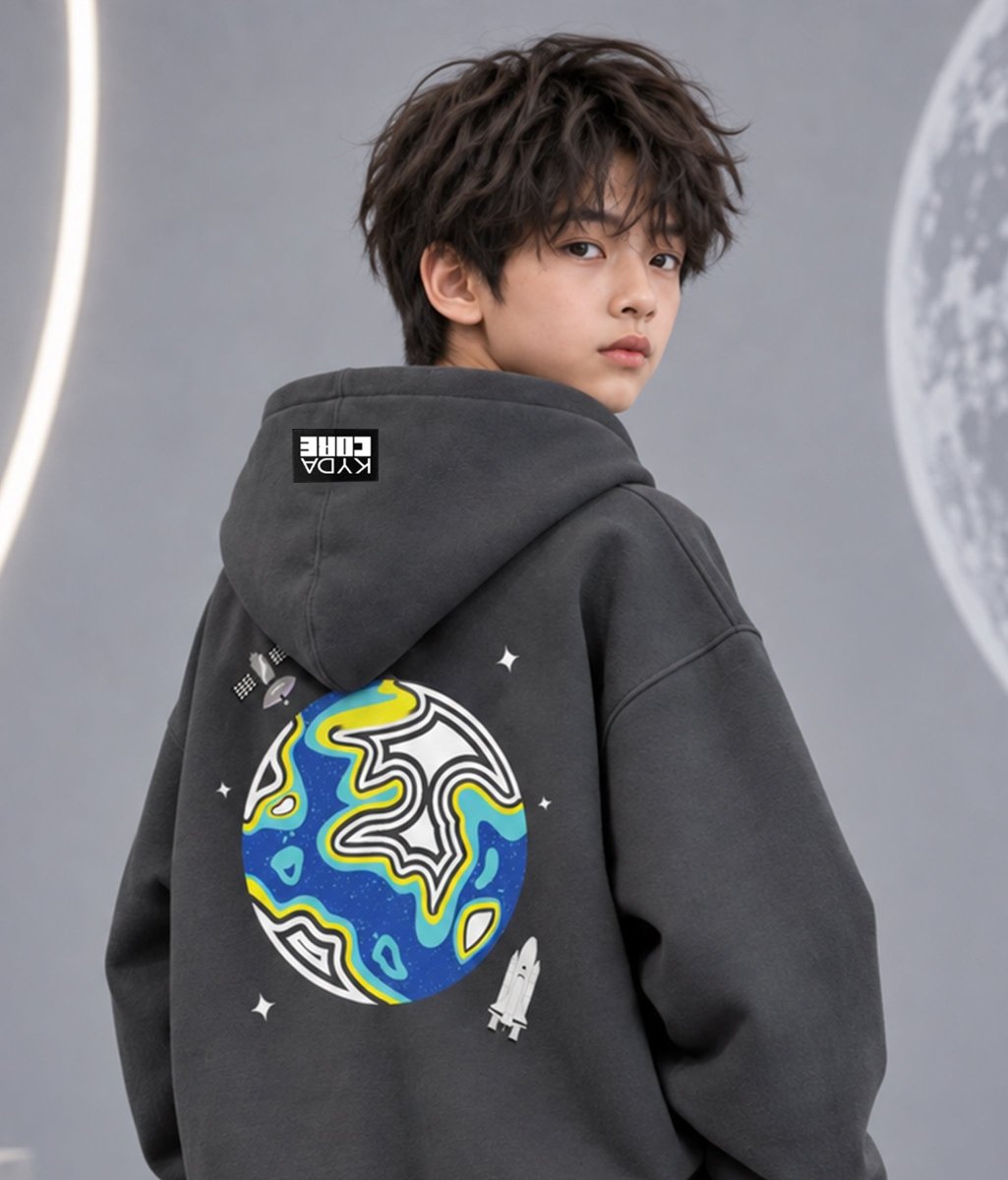 Boys Cotton Oversized Printed Hooded Sweatshirt - KYDA ONLINE STORE