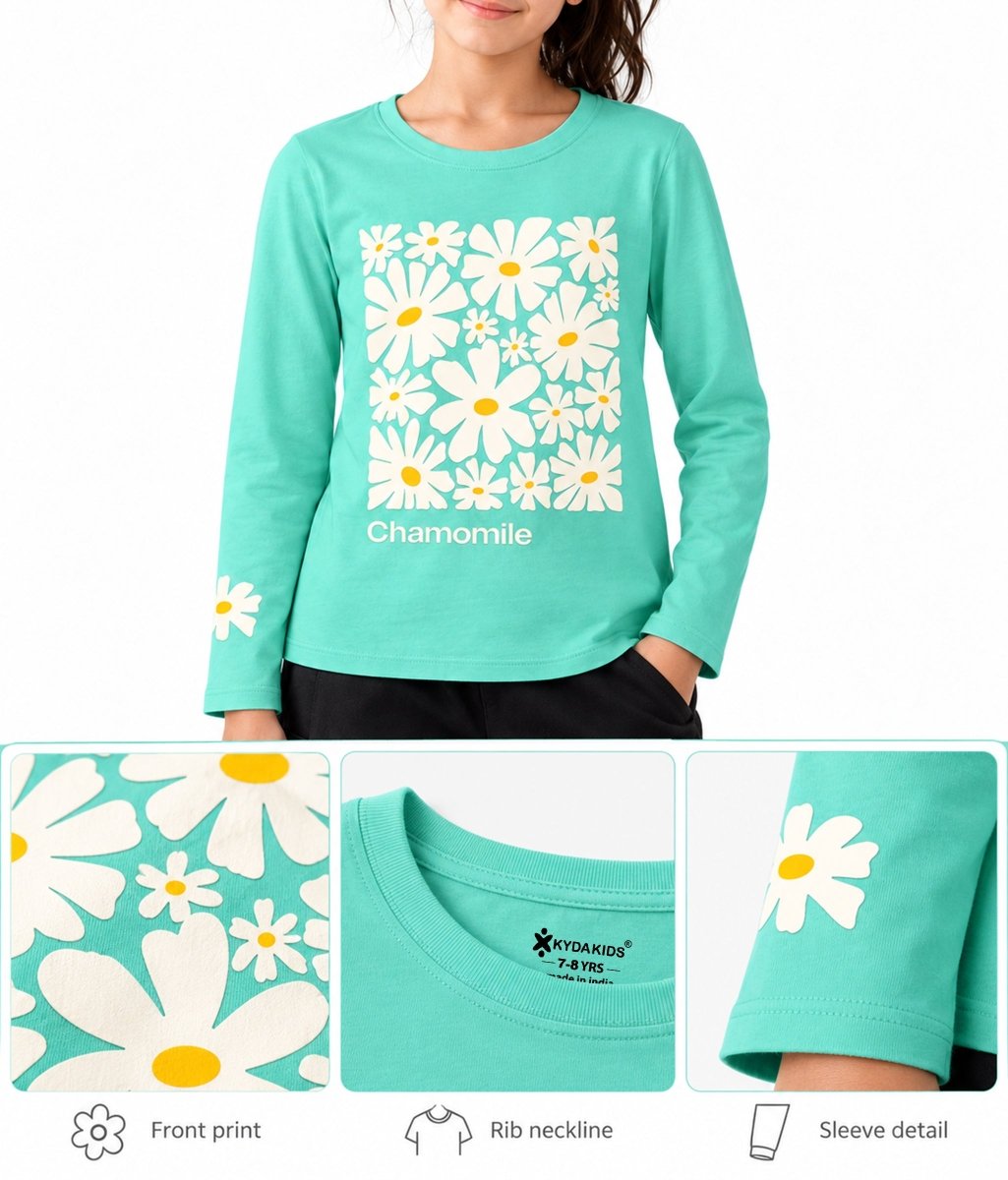 Girls Premium Cotton Full Sleeve Printed T-Shirt | P1 - KYDA ONLINE STORE
