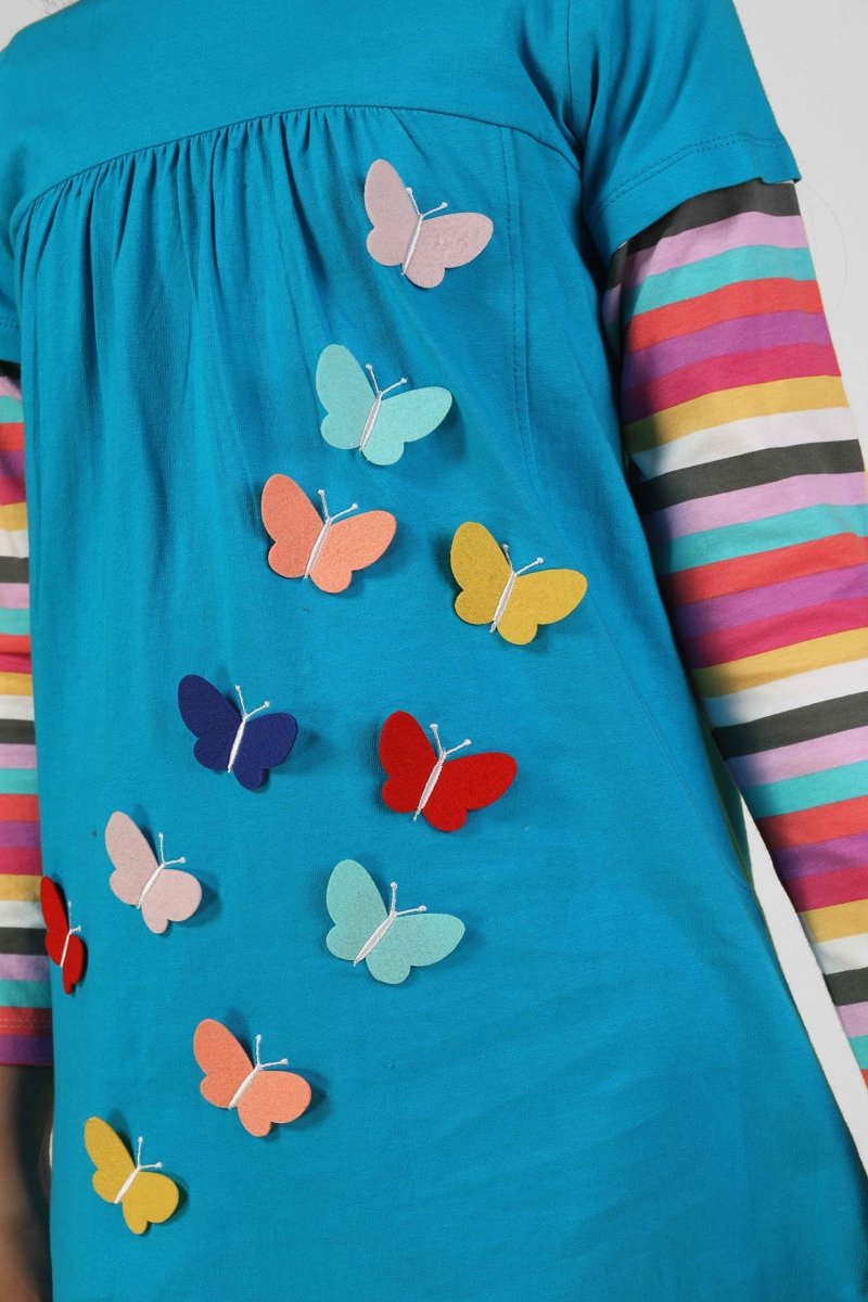 Applique Butterfly Long Top | Sky blue - KYDA ONLINE STORE