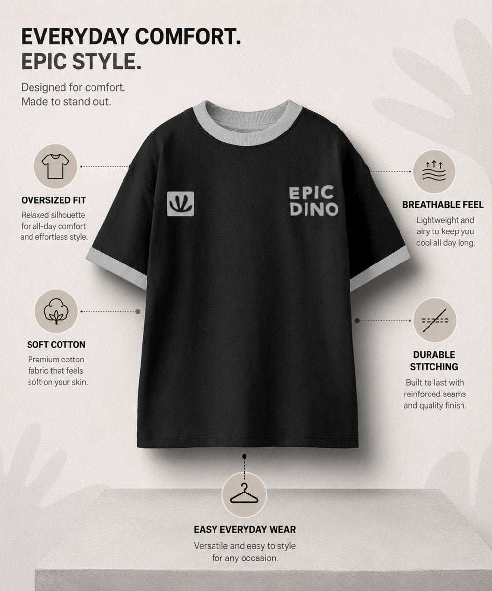 Boys Oversized Printed T-Shirt | Epic Dino - KYDA ONLINE STORE