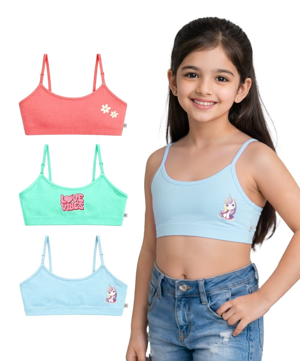 Girls Pre-Teen Beginner Bra Print | Pack of 3 - KYDA ONLINE STORE