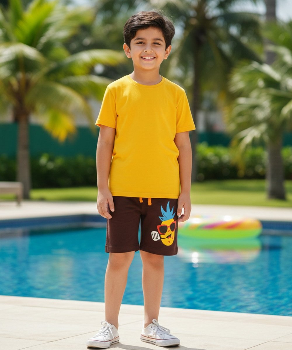 Unisex Printed Shorts – Orange,Brown - KYDA ONLINE STORE
