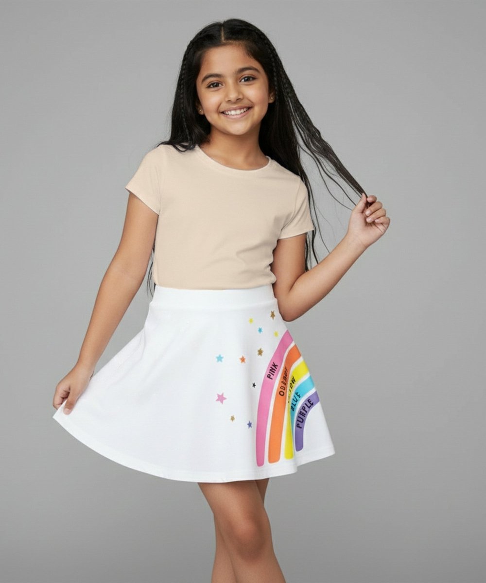 Girls Printed Skort | White - KYDA ONLINE STORE