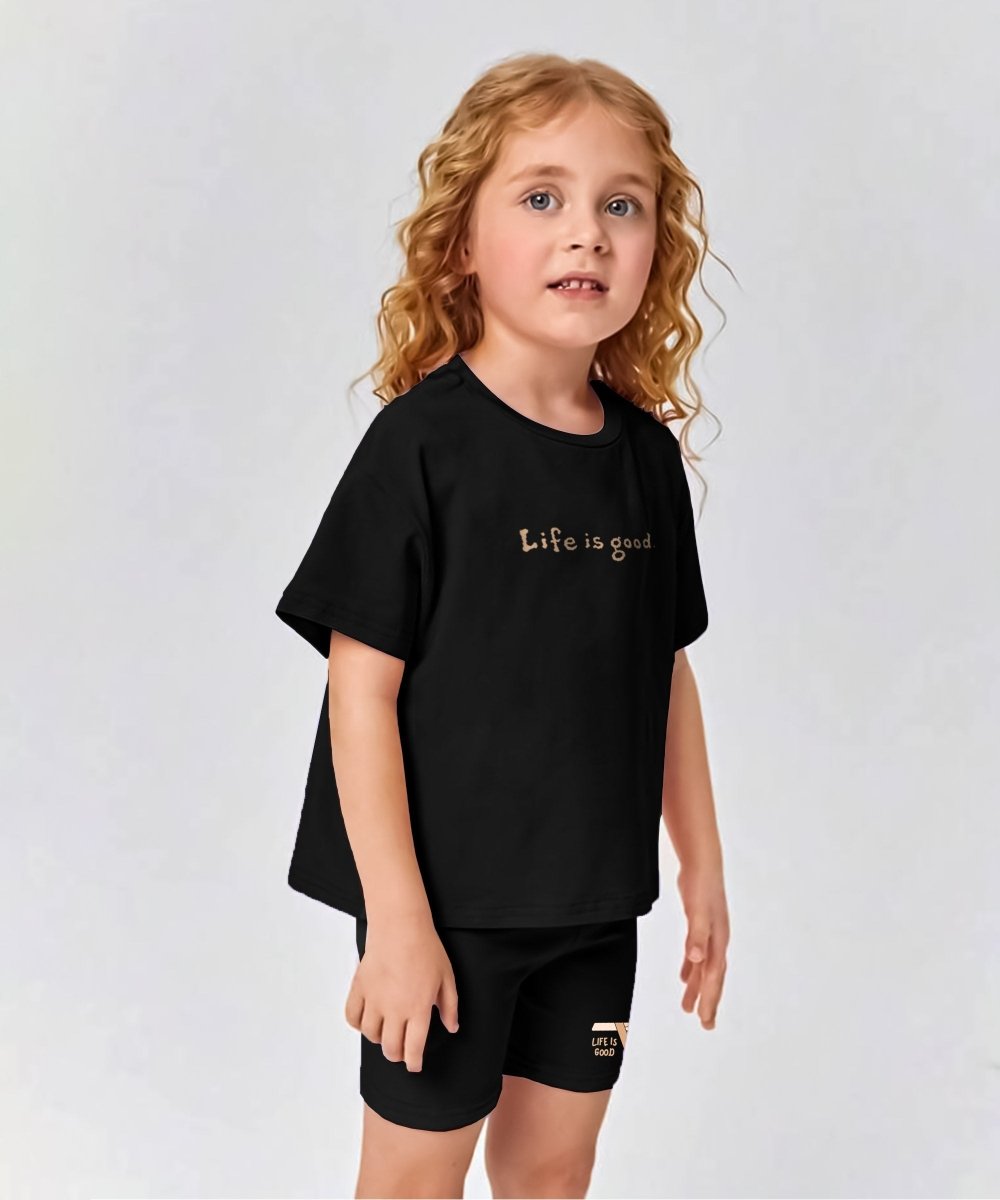 Girls Co-ords : Life is Good | Black - KYDA ONLINE STORE