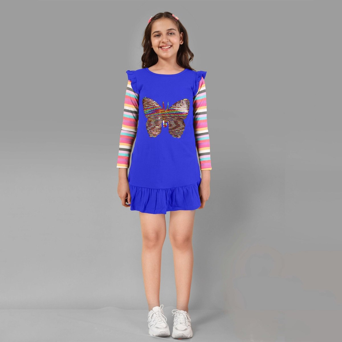 Girls Sequin Butterfly Full Sleeve Top | RoyalBlue - KYDA ONLINE STORE