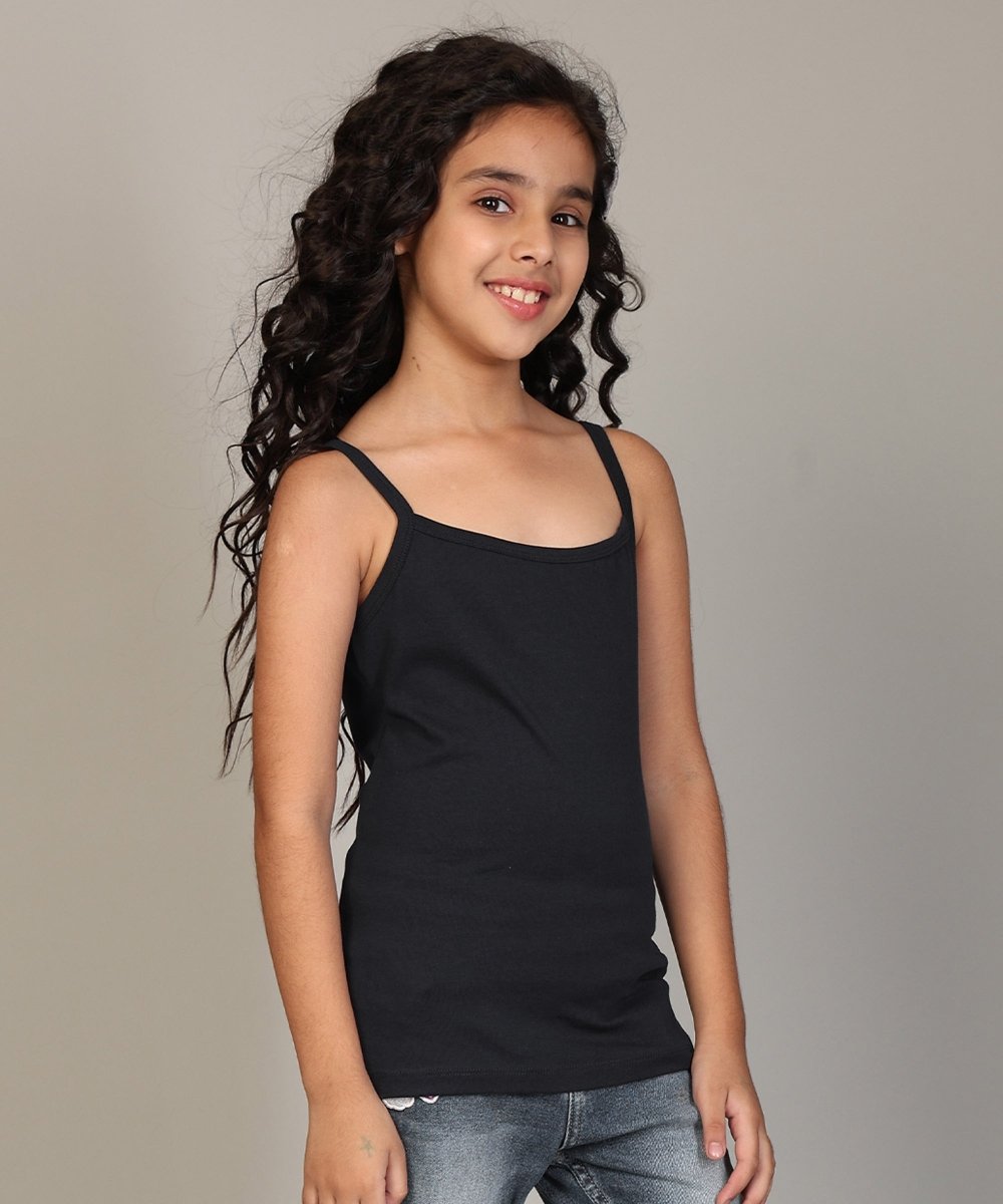 Girls Cotton Inner Camisoles | Undershirt Vest with Regular Strap | Soft & Stretchy Slips -Pack of 3 - KYDA ONLINE STORE
