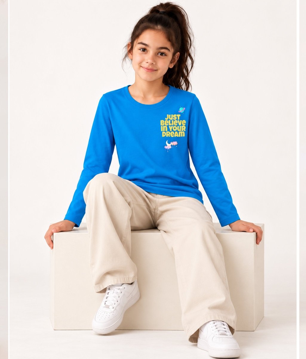 Girls Premium Cotton Full Sleeve Printed T-Shirt | P1 - KYDA ONLINE STORE