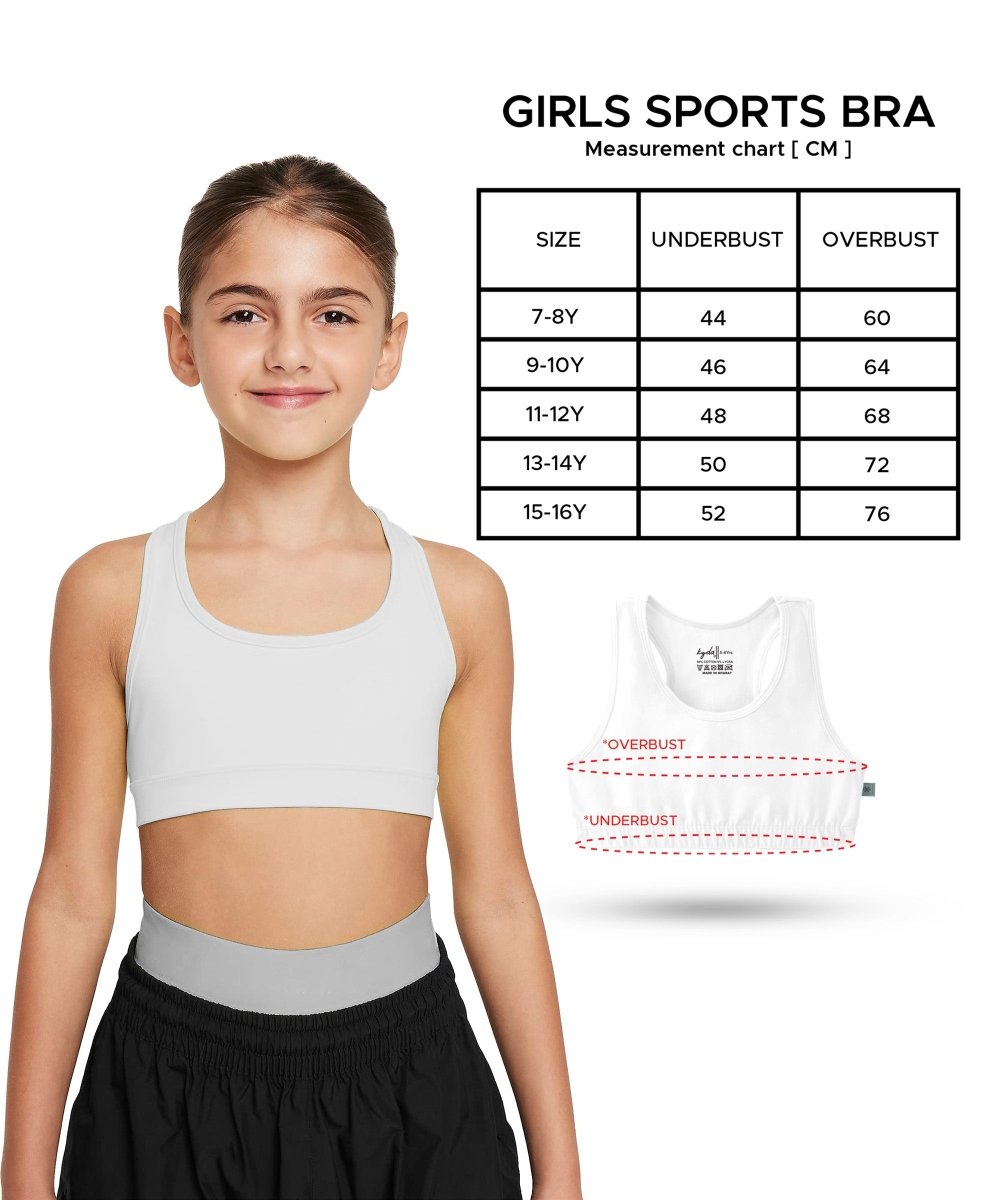 Girls Lycra Cotton Sports Bra for Pre-Teens | Racerback | Pack of 2 - KYDA ONLINE STORE