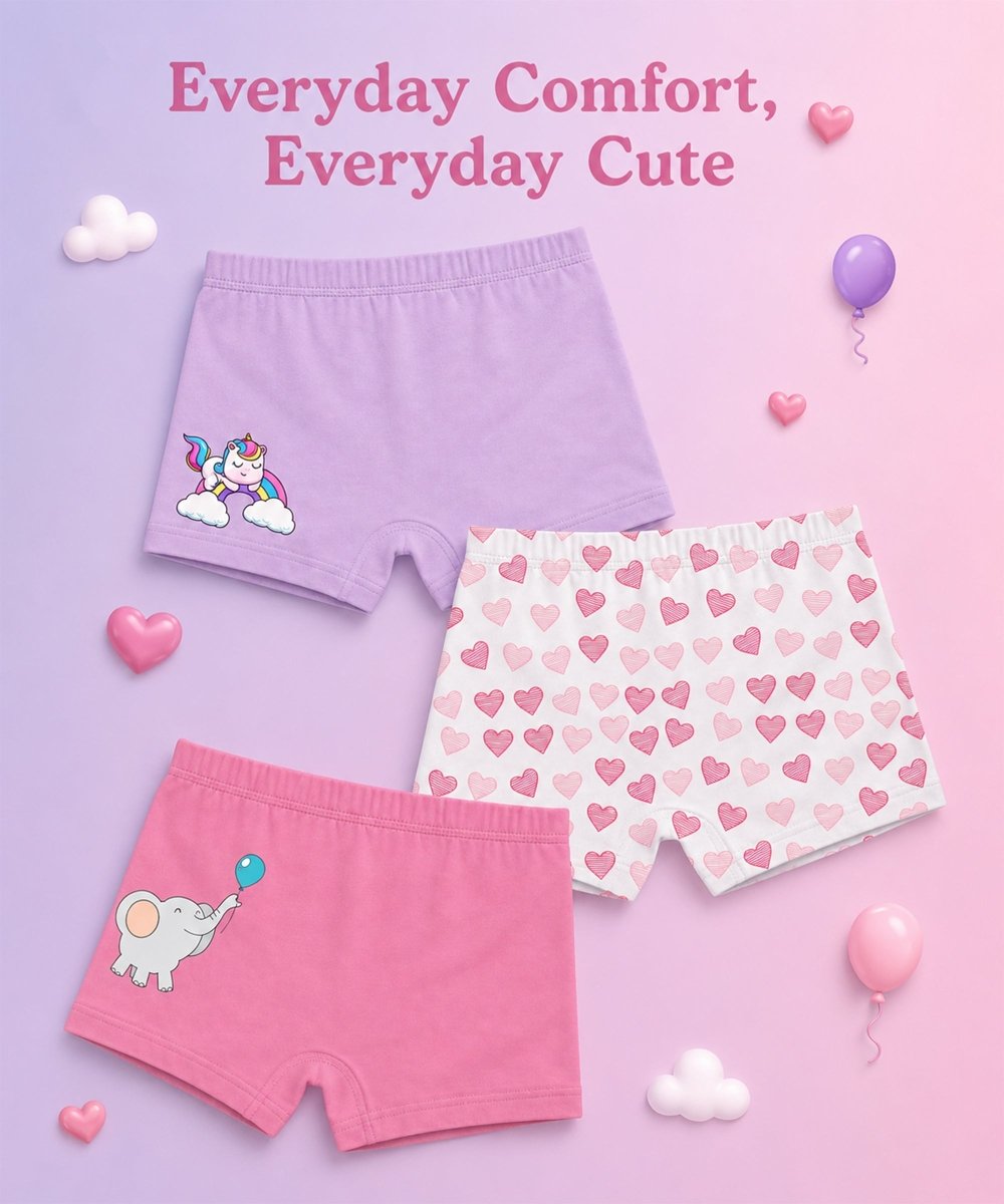 Girls Cotton Printed Trunks | Pack of 3 - KYDA ONLINE STORE