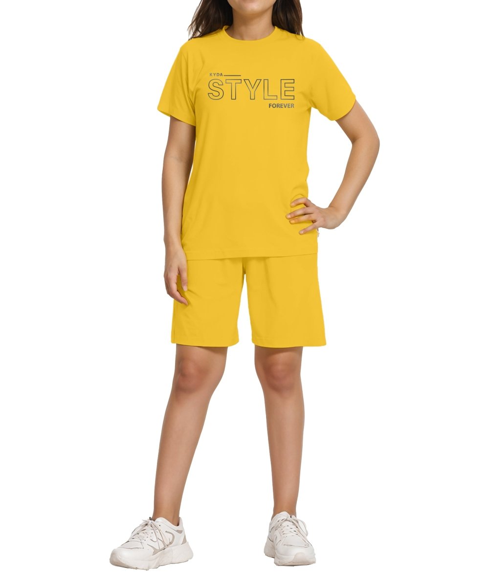 Girls Printed Co-ord Set | Yellow - KYDA ONLINE STORE