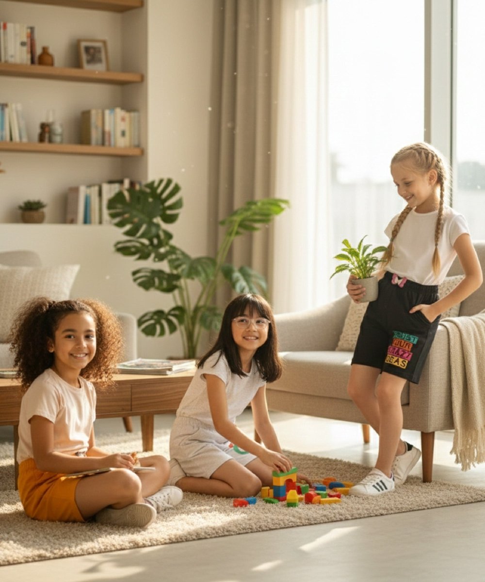 Girls Printed Shorts With Bow - Pack of 3 - KYDA ONLINE STORE