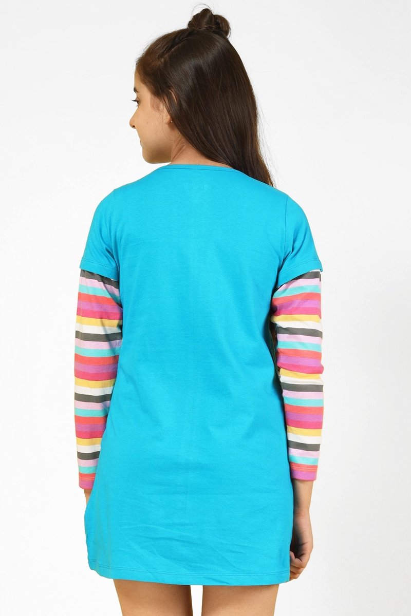 Applique Butterfly Long Top | Sky blue - KYDA ONLINE STORE