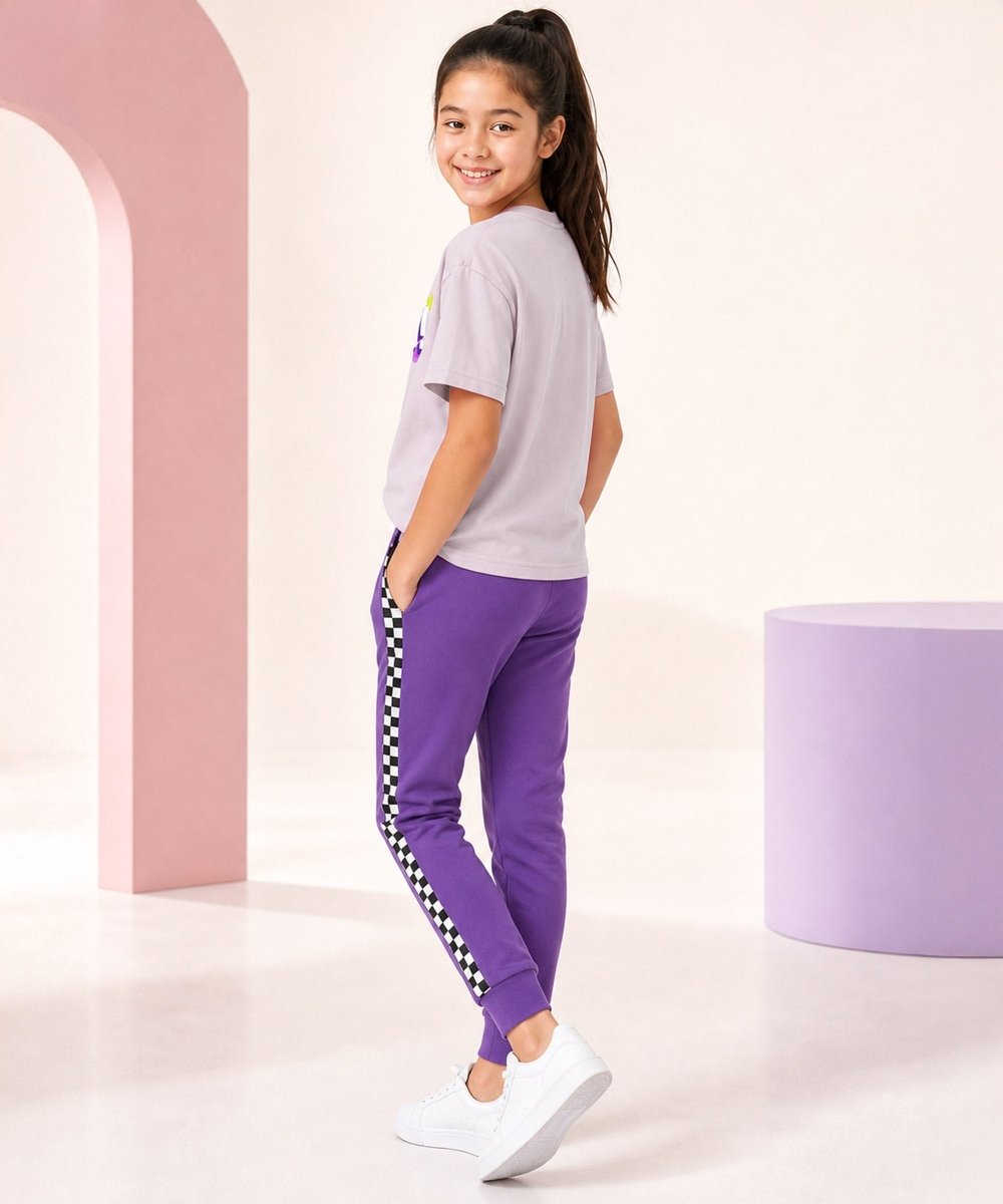 Girls Printed T-Shirt & Jogger Set – Light Pink & Purple - KYDA ONLINE STORE