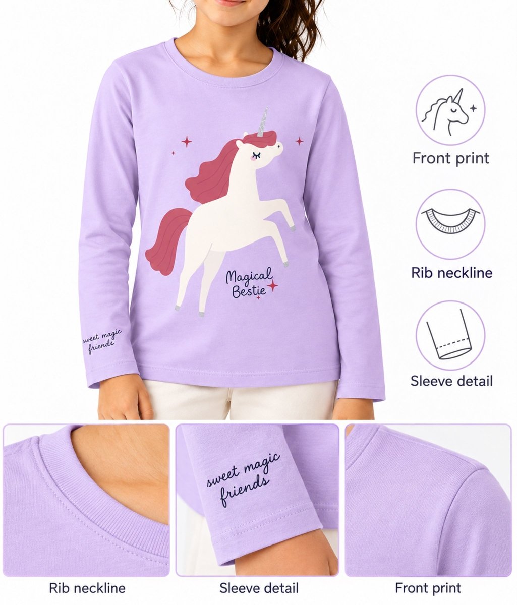 Girls Premium Cotton Full Sleeve Printed T-Shirt | P2 - KYDA ONLINE STORE