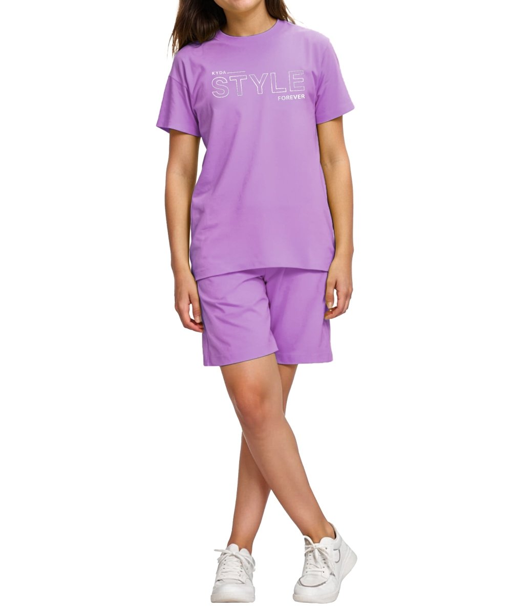 Girls Printed Co-ord Set | Lavender - KYDA ONLINE STORE