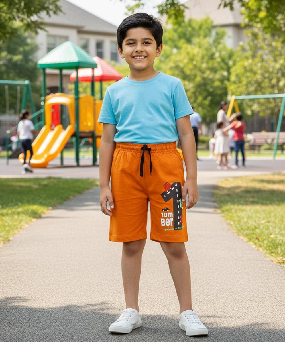 Unisex Printed Shorts – Orange,Brown - KYDA ONLINE STORE