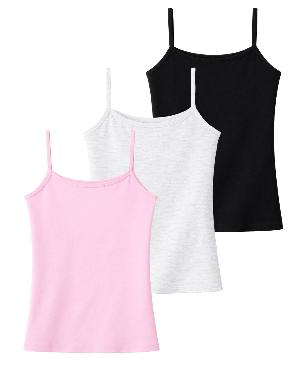 Girls Cotton Inner Camisoles | Undershirt Vest with Regular Strap | Soft & Stretchy Slips -Pack of 3 - KYDA ONLINE STORE