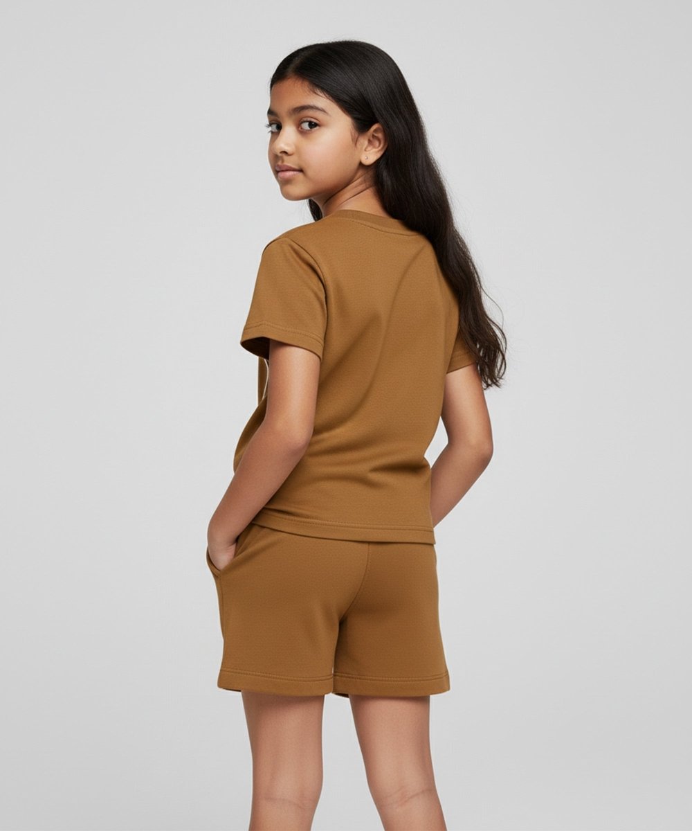 Girls Oversized Tee & Shorts Set | Solid - KYDA ONLINE STORE