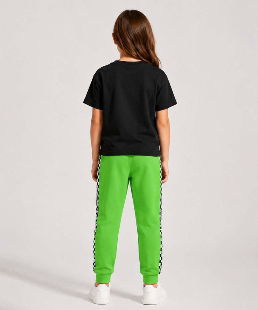 Girls Printed T-Shirt & Jogger Set – Black & Green - KYDA ONLINE STORE