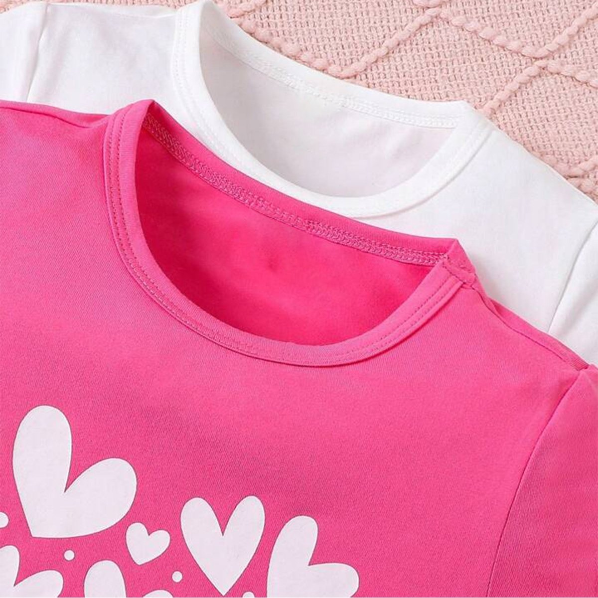 Girls Heart Print Tee – White & Pink - KYDA ONLINE STORE