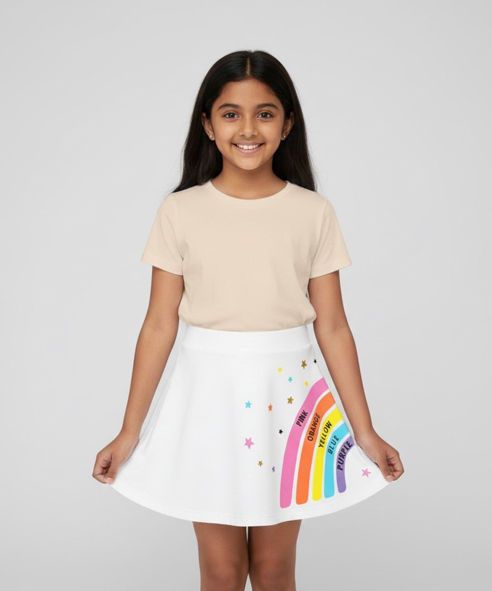 Girls Printed Skort | White - KYDA ONLINE STORE