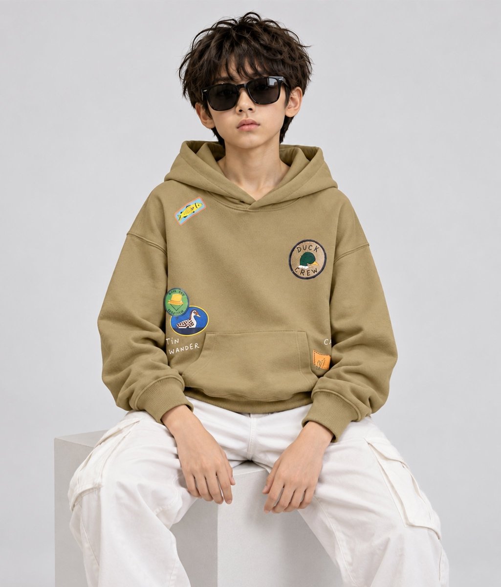 Boys Cotton Oversized Printed Hooded Sweatshirt - KYDA ONLINE STORE