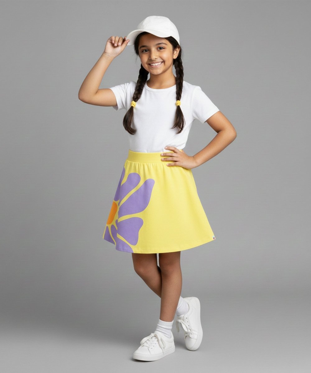 Girls Printed Skort | L.Yellow - KYDA ONLINE STORE