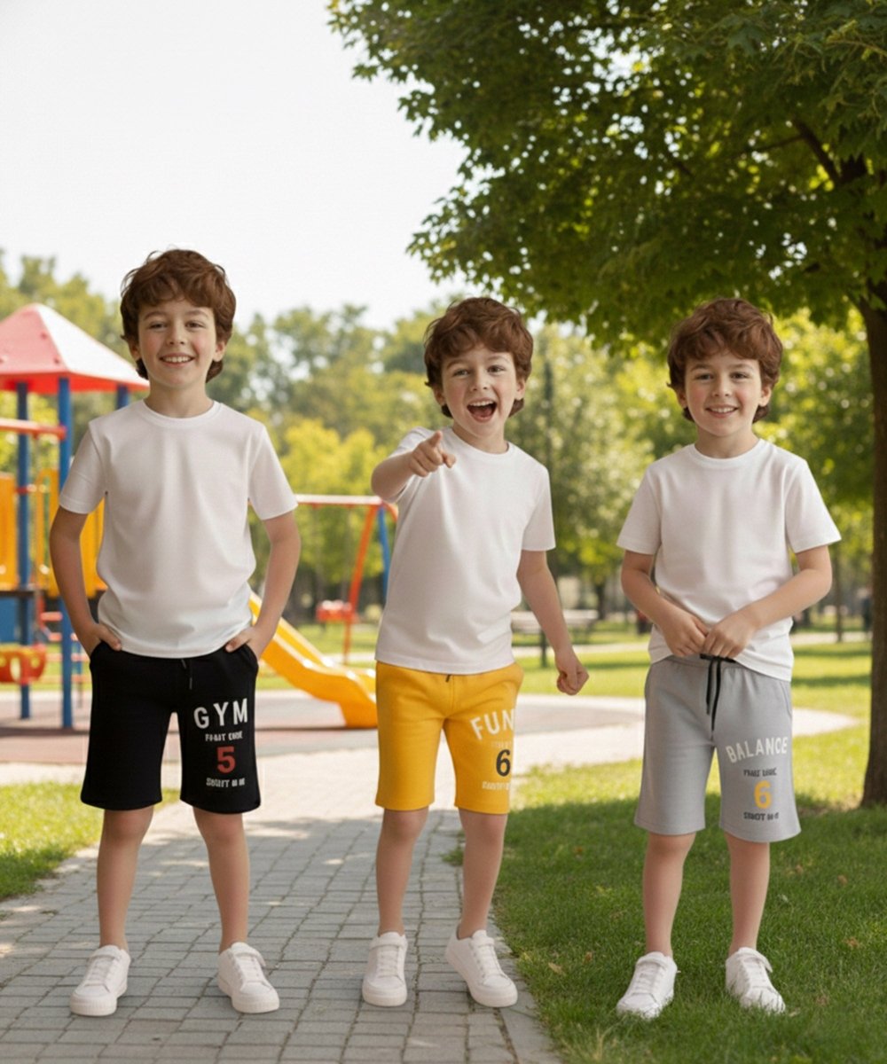 Boys Printed Shorts – Black, Yellow, Grey - KYDA ONLINE STORE
