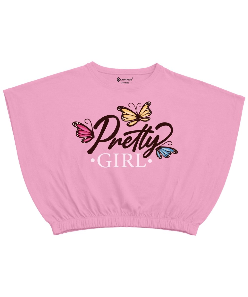 Girls Elastic Waist Flare Crop Top & Shorts Set - KYDA ONLINE STORE