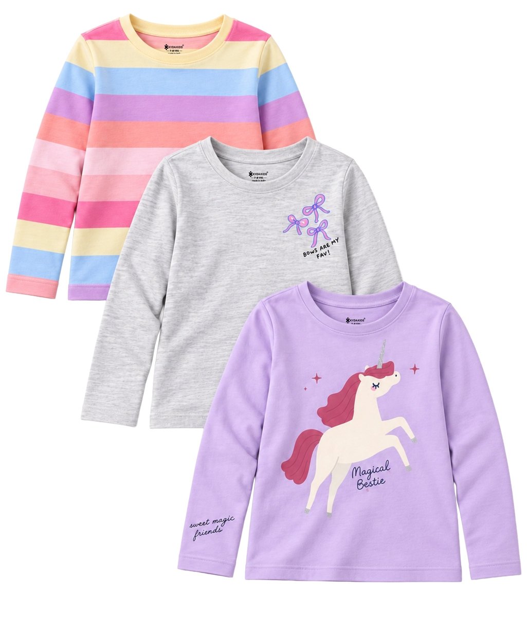 Girls Premium Cotton Full Sleeve Printed T-Shirt | P3 - KYDA ONLINE STORE