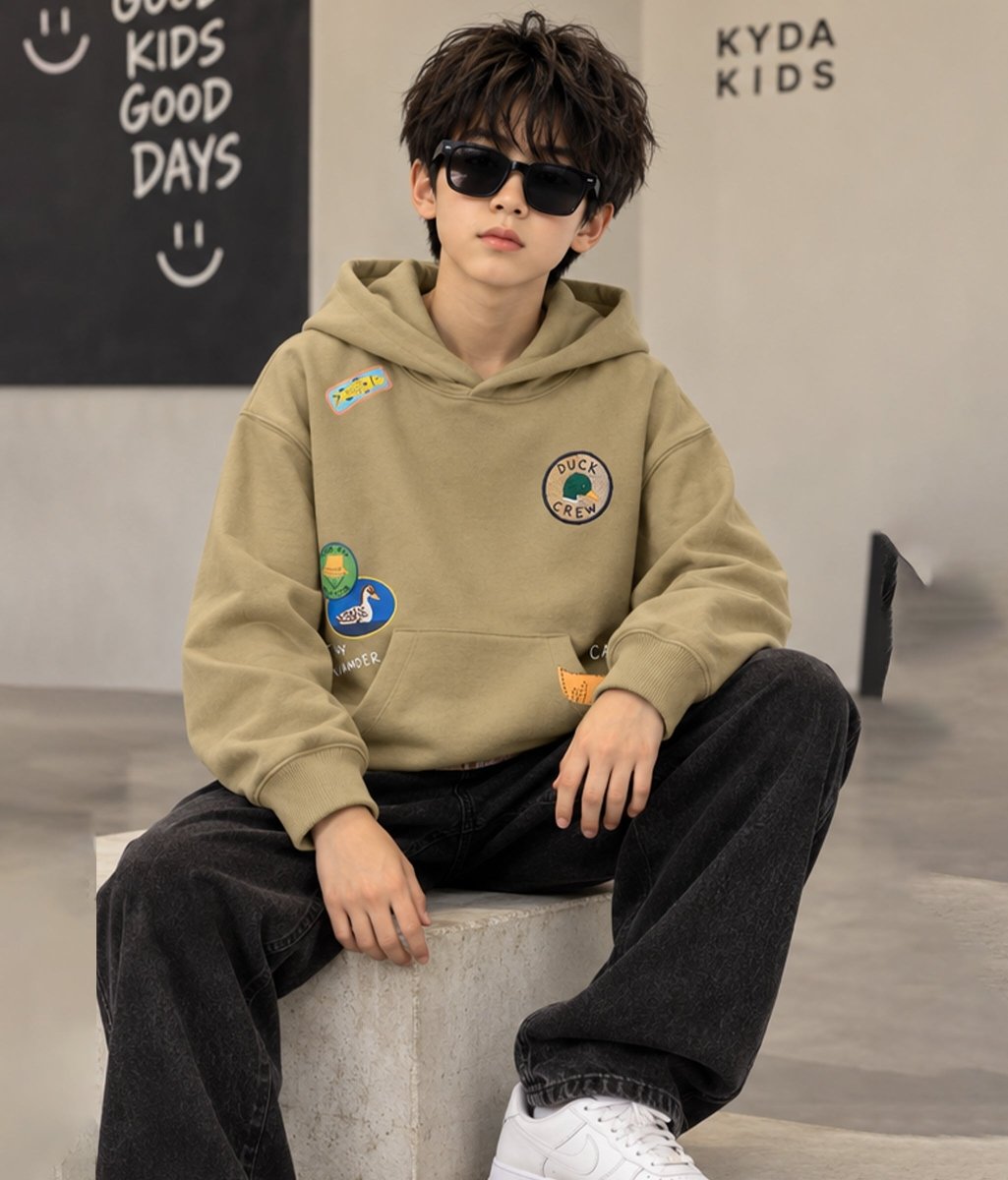 Boys Cotton Oversized Printed Hooded Sweatshirt - KYDA ONLINE STORE