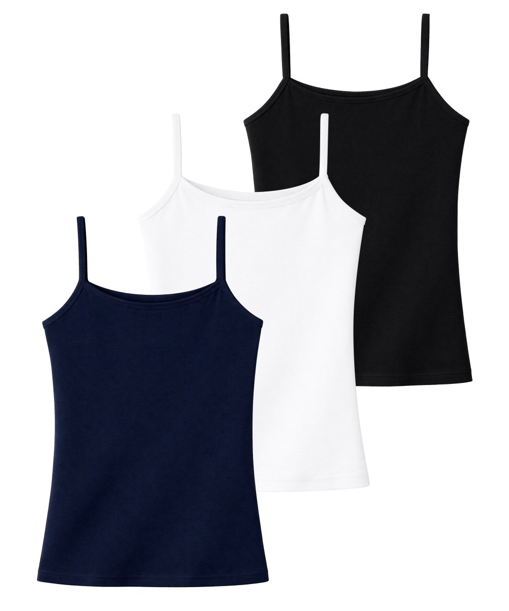 Girls Cotton Inner Camisoles | Undershirt Vest with Regular Strap | Soft & Stretchy Slips -Pack of 3 - KYDA ONLINE STORE